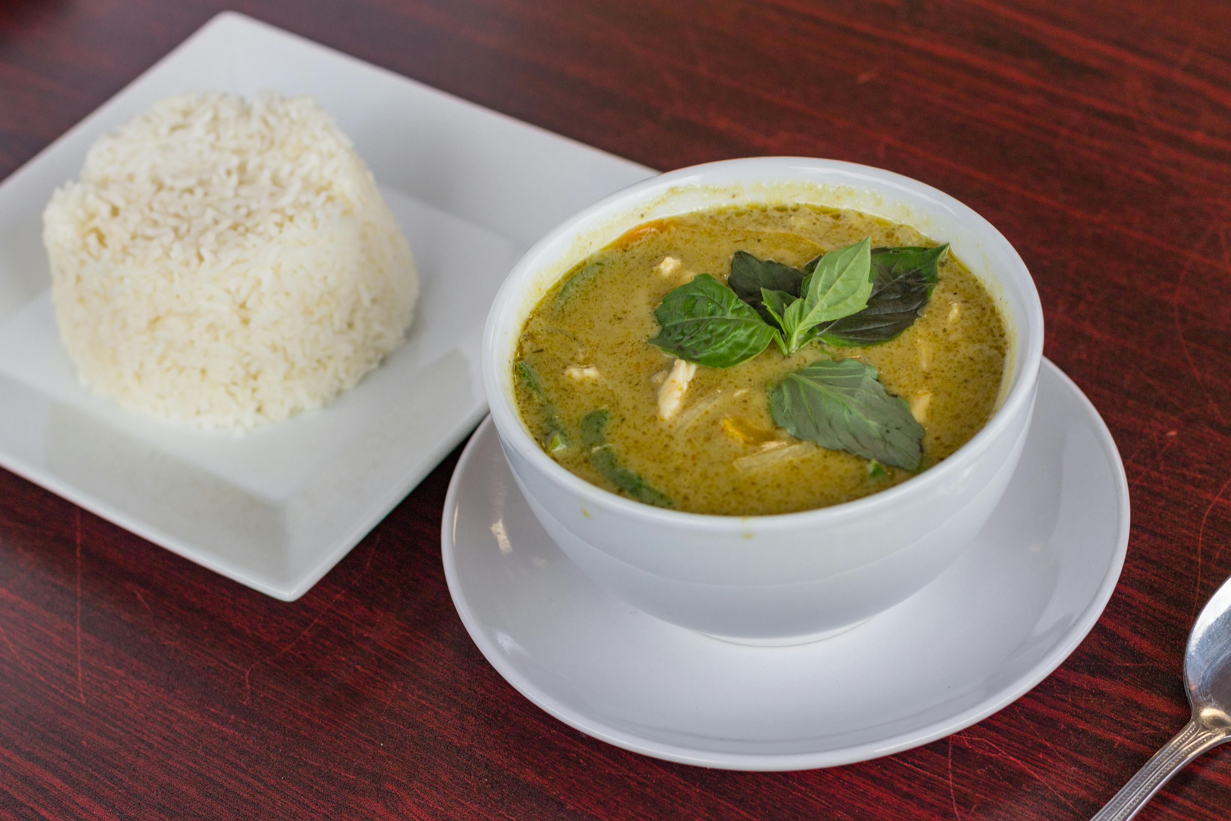 #33. Green Curry with Steamed Rice from Five Star Eggrolls in La Crosse, WI