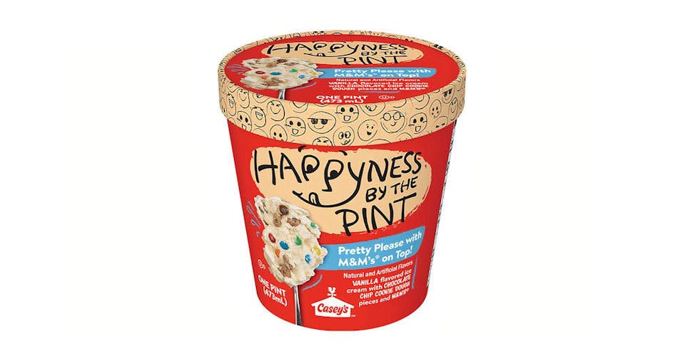 Happyness by the Pint Pretty Please with M&Ms On Top Ice Cream (16 oz) from Casey's General Store: Cedar Cross Rd in Dubuque, IA