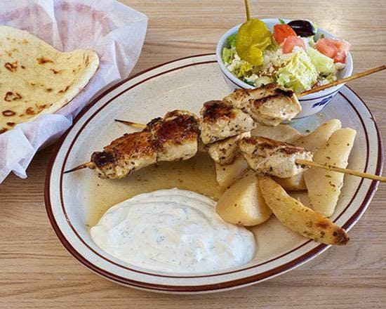 Souvlaki on a Stick from Olympia Cafe in Albuquerque, NM