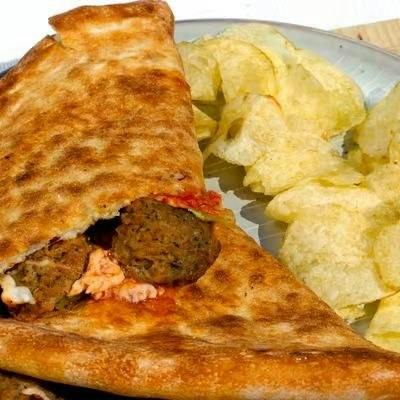 Meatball Flatbread from New York Pizza in Palo Alto, CA