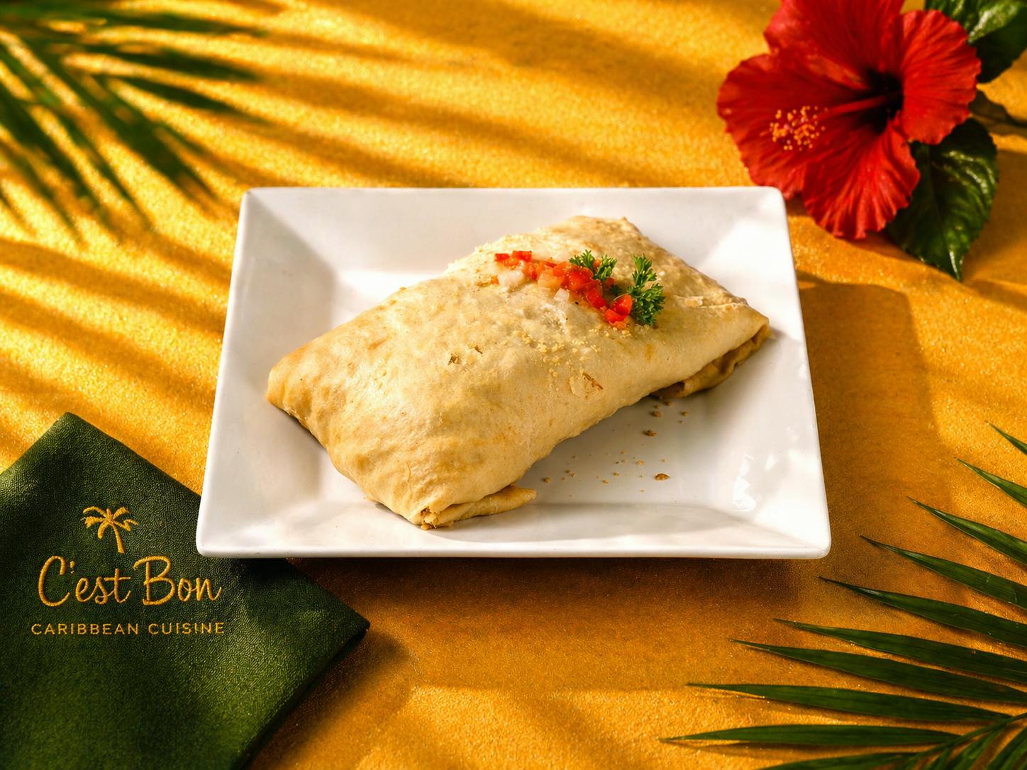 Salmon Roti from C'est Bon Caribbean Creole Cuisine in Baytown, TX