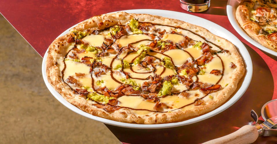 Bacon & Brussels Pizza from Luigi's in Madison, WI