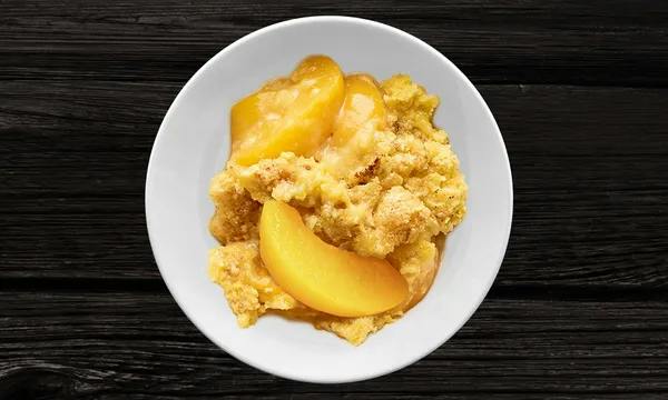 Peach Cobbler from Happy's Pizza in Whitehall, OH