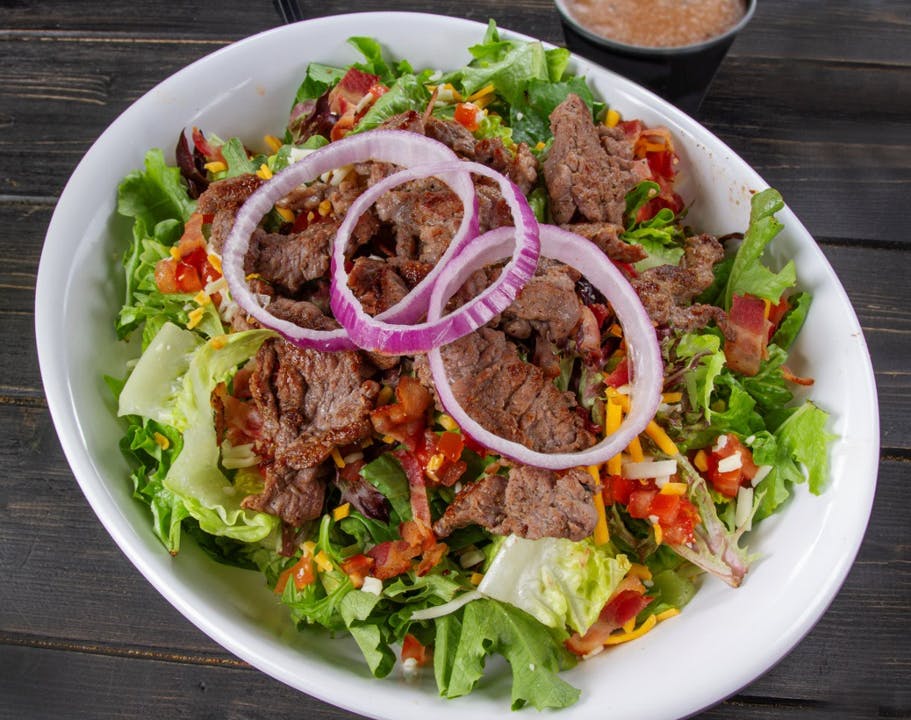 Tap Salad with Steak from The Brass Tap - Main Street in Cedar Falls, IA