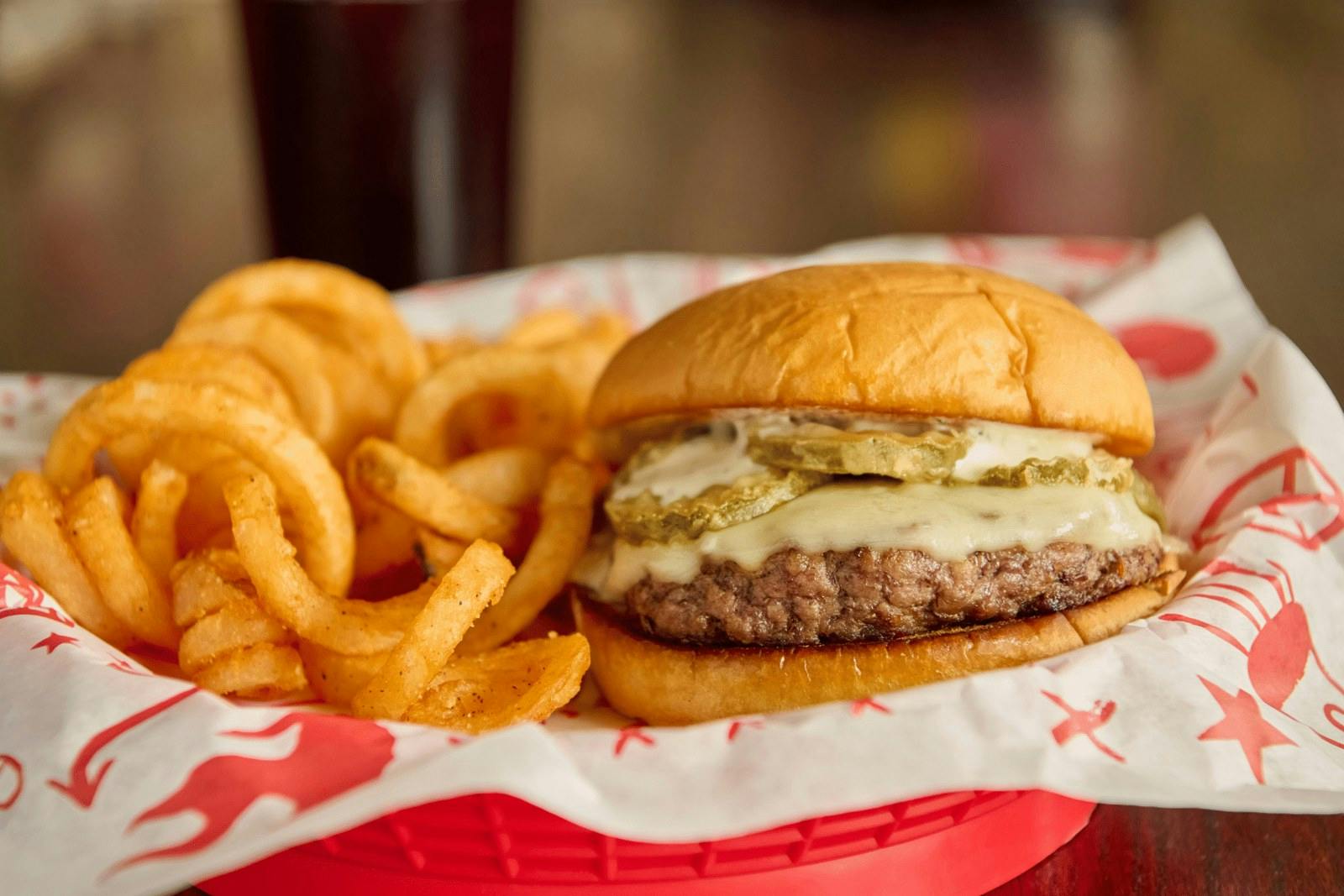 Fried Pickle Burger from Jefferson's Restaurant in Brentwood, TN