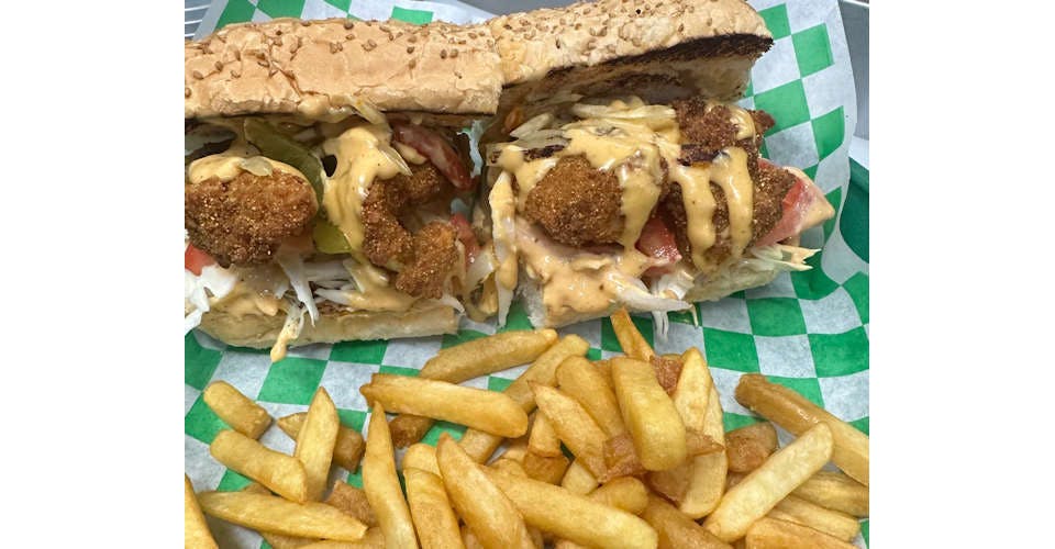 Plant-Based Shrimp Po Boy Sandwich from JustVeggiez in Madison, WI