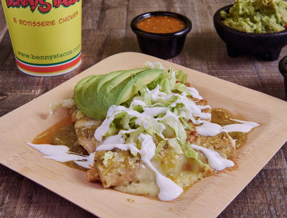 Green Chicken Enchiladas from Benny's Tacos - West Hollywood in Los Angeles, CA