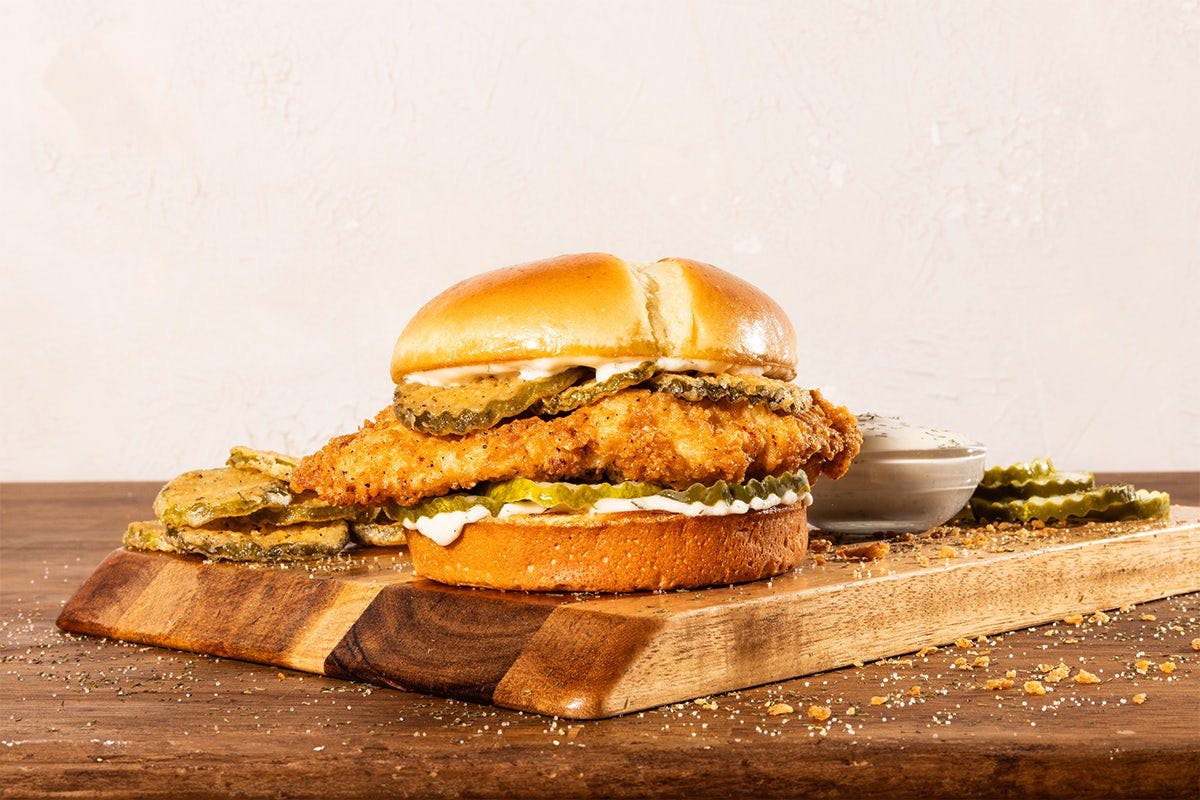 Big Dill Chicken Sandwich from Slim Chickens Brink Demo Vendor in Little Rock, AR