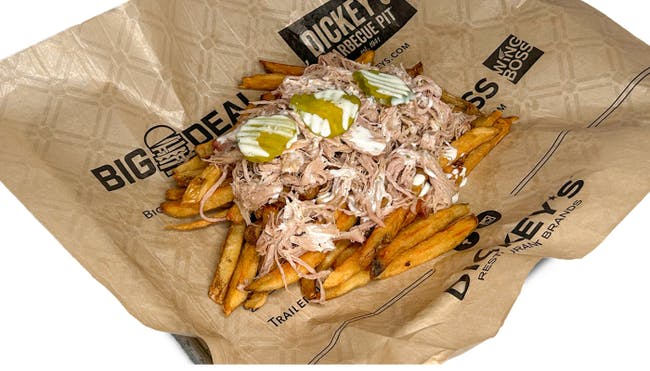 Pickle Ranch Loaded Fries with Pulled Pork from Dickey's Barbecue Pit - S College Ave in Fort Collins, CO