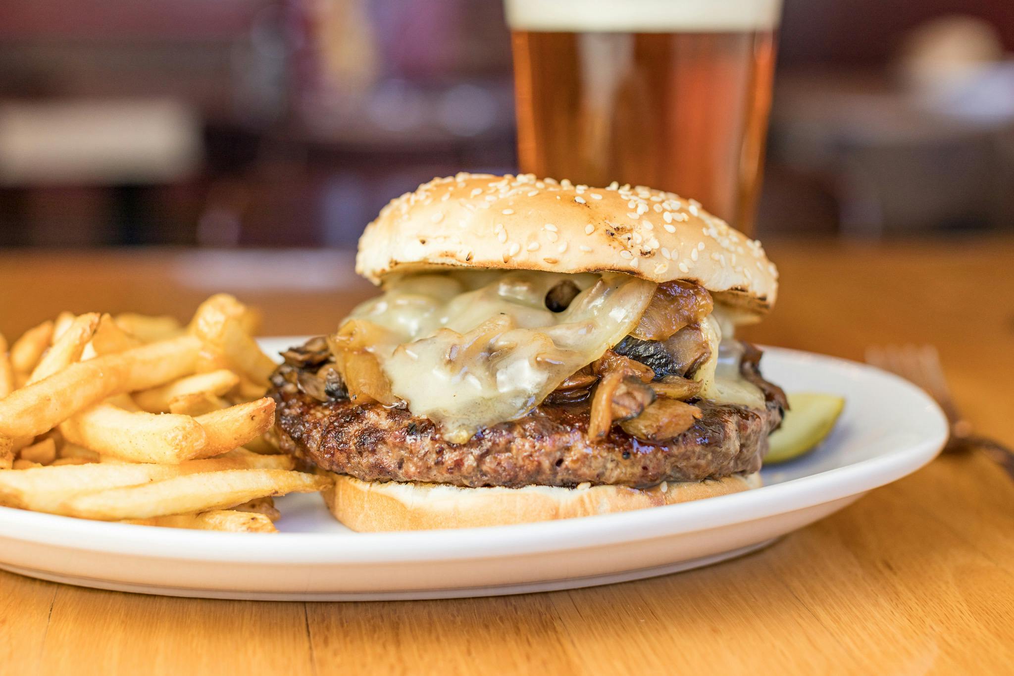 Mushroom Swiss Burger from Mogie's Pub & Restaurant in Eau Claire, WI