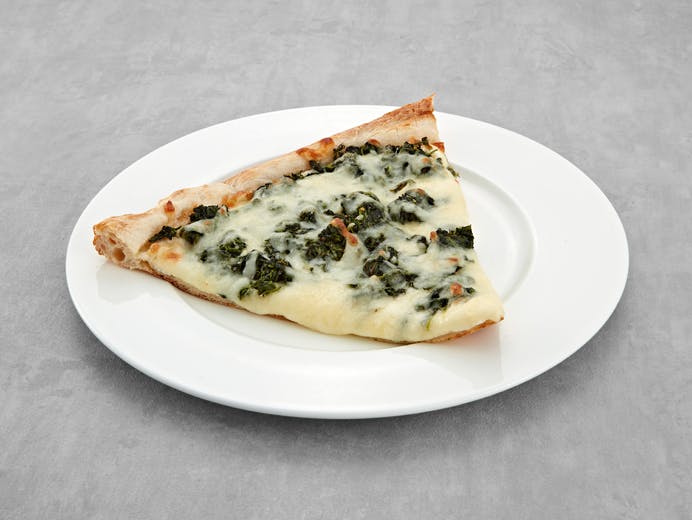 White Spinach Pizza Slice from Mario's Pizzeria in Seaford, NY