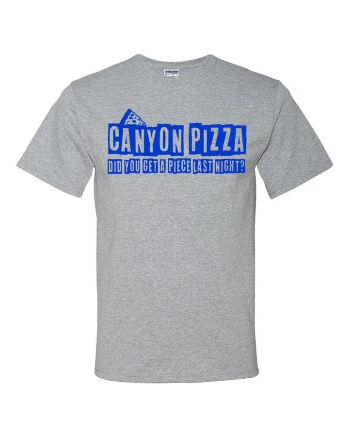 Grey w/ Blue print from Canyon Pizza in State College, PA