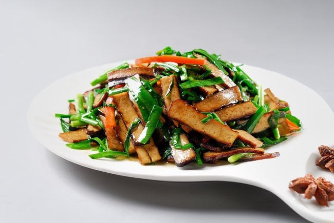Stir Fried Chives with Pressed Bean Curd ????? from DJ Kitchen in Philadelphia, PA