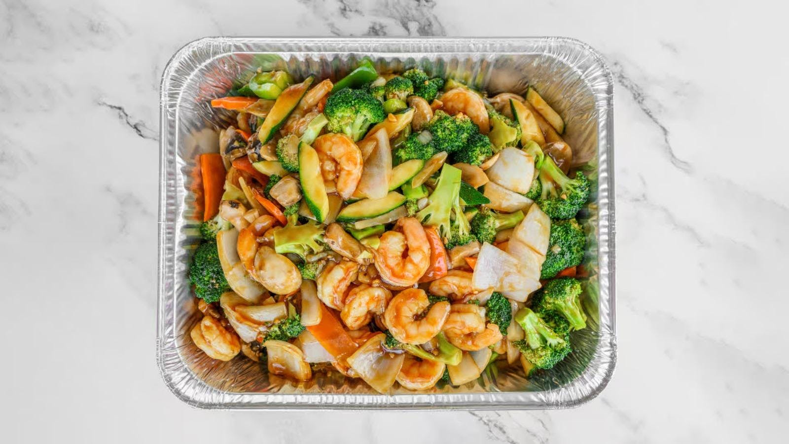 Shrimp with Broccoli (5LB Half Pan) from General Tso's Restaurant & Catering - Dunwoody in Dunwoody, GA
