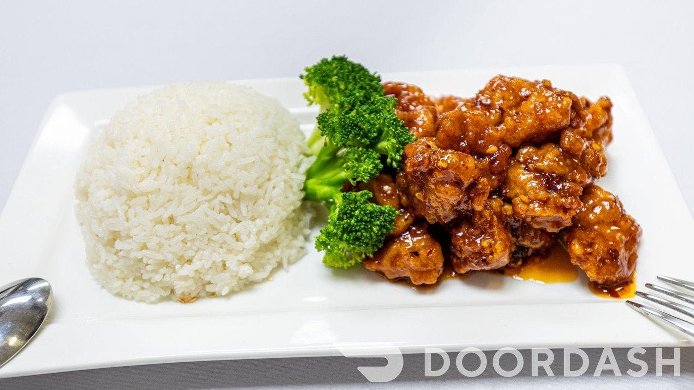 General Tso's Chicken with Broccoli &  Rice from General Tso's Restaurant & Catering - Dunwoody in Dunwoody, GA