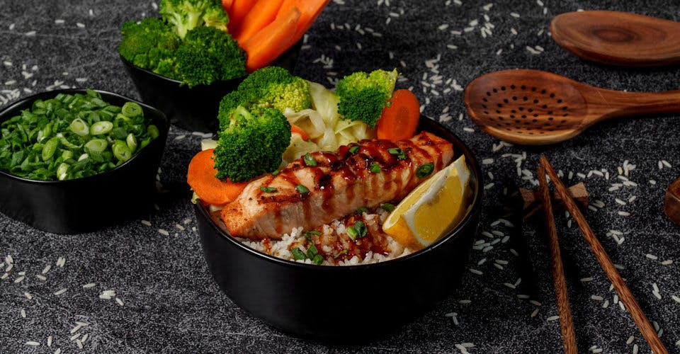 Salmon & Veggie Bowl from Top Grill Teriyaki Bowl in Murrieta, CA