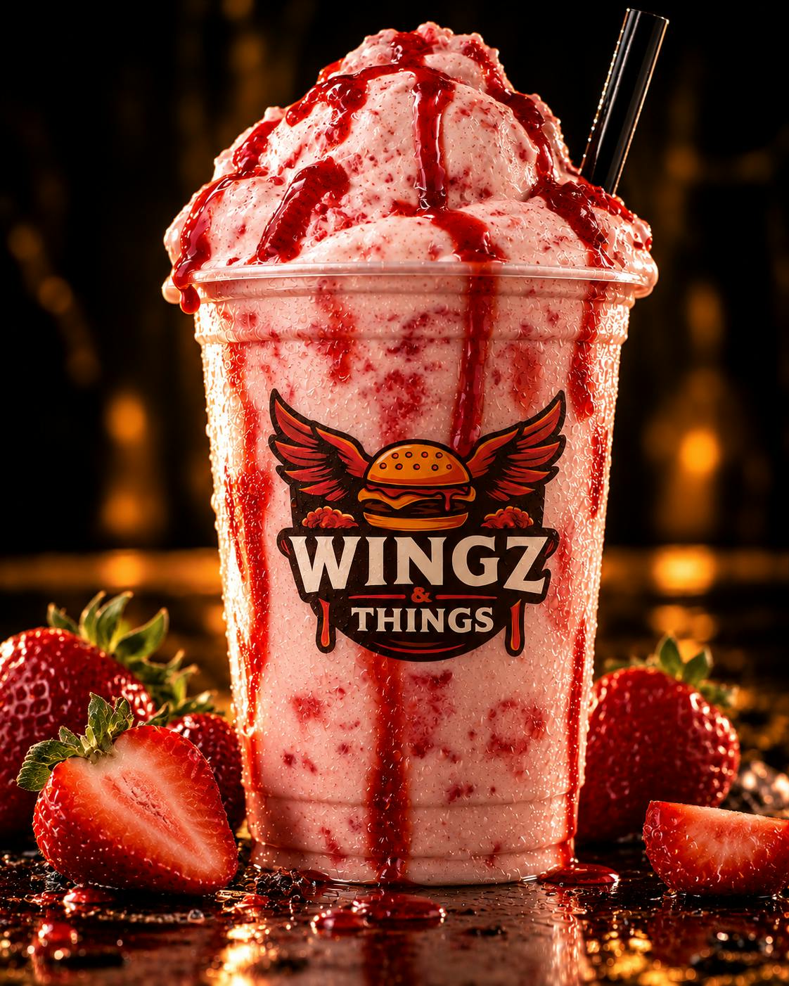 Strawberry Shake from Wingz and Things in Milwaukee, WI