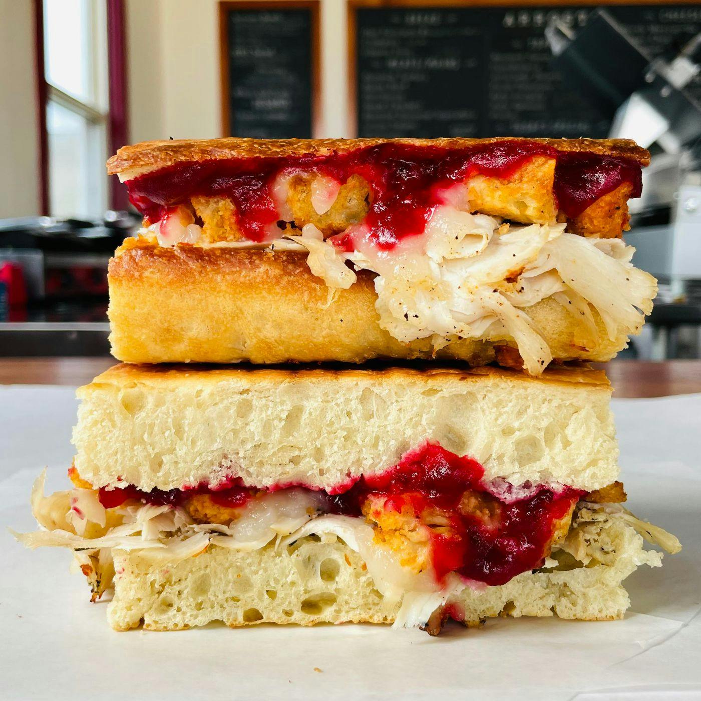 Special Panini- Thanksgiving Turkey from Arrosto Delicatessen in Sheboygan, WI