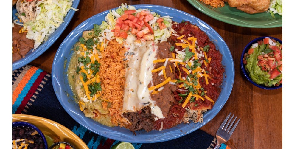 Mexican Flag Enchiladas from Margarita's Famous Mexican Food & Cantina in Green Bay, WI