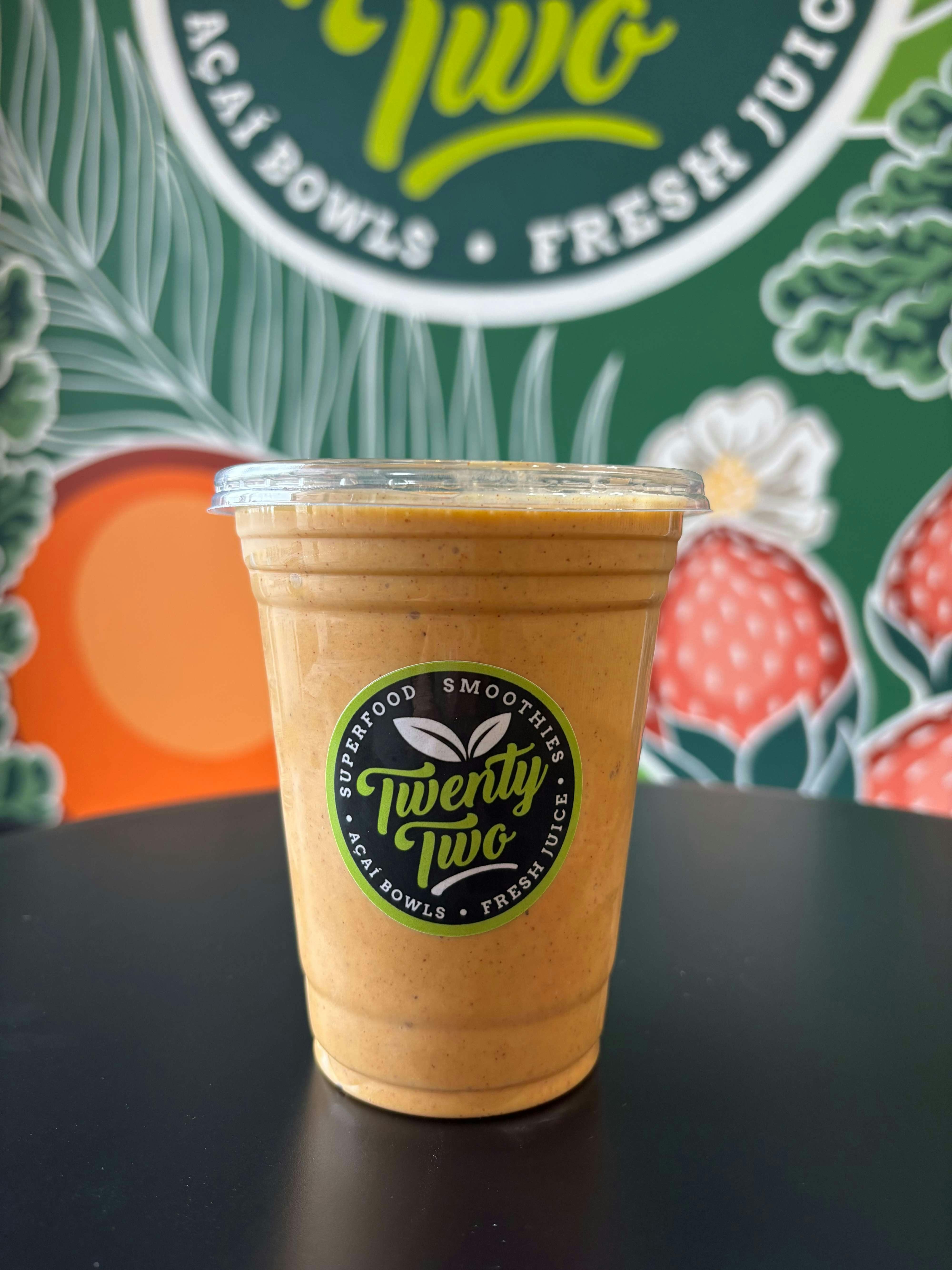 Carrot Cake Smoothie (seasonal smoothie) from Twenty Two Juice Bar - The Garage Food Hall in Indianapolis, IN