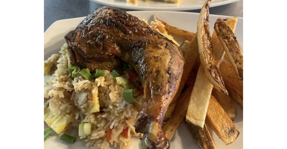 Monstrito/ Rotisserie Chicken with Fries & Fried Rice from Mishqui Cocina Peruana - Monona in Madison, WI
