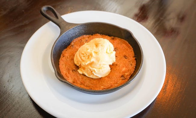 Chocolate Chip Cookie with Vanilla Ice Cream from Red Rooster Brick Oven in San Rafael, CA