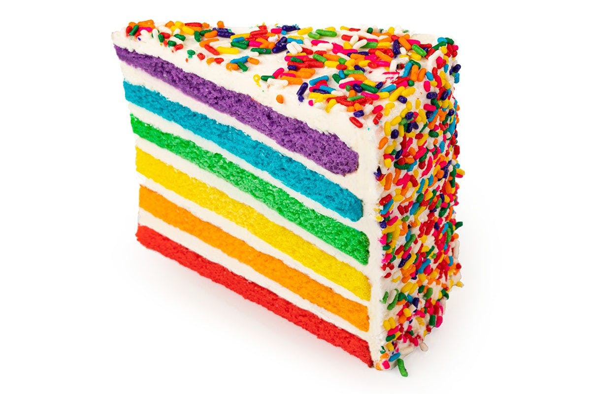 Vanilla Rainbow Cake Slice from Buddy V's Cake Slice - E 86th St in Indianapolis, IN
