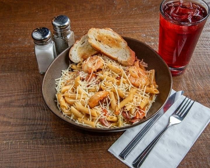 Shrimp & Andouille Penne from Plank Road Plate + Pour in De Pere, WI