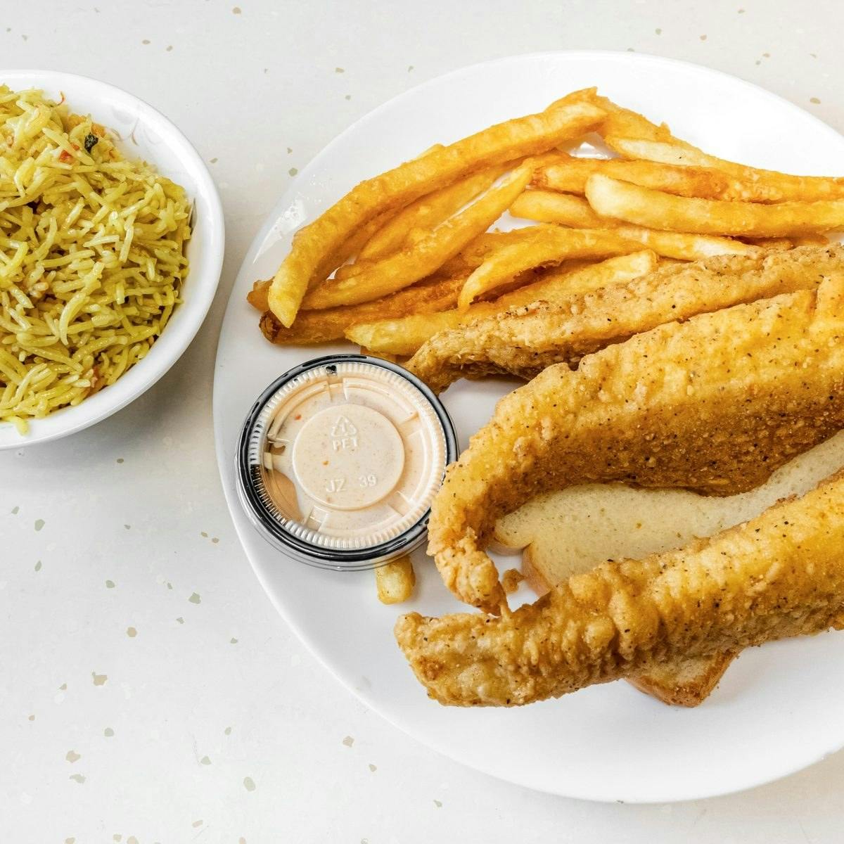 Tilapia, Fries + Rice Combo from Fried Shack in Madison, WI